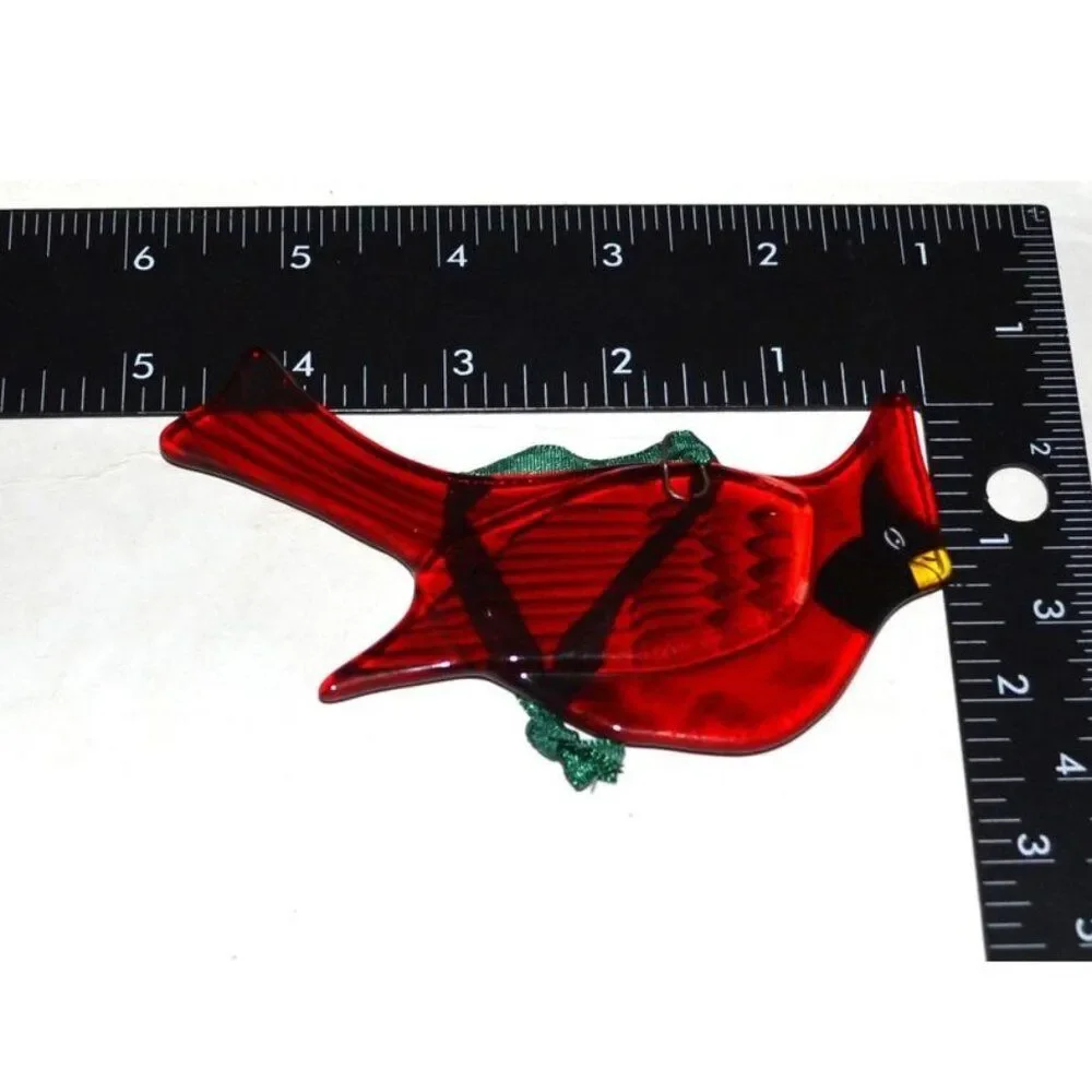 Set Of 3 Red Cardinals Christmas Tree Ornaments In Box Unbranded